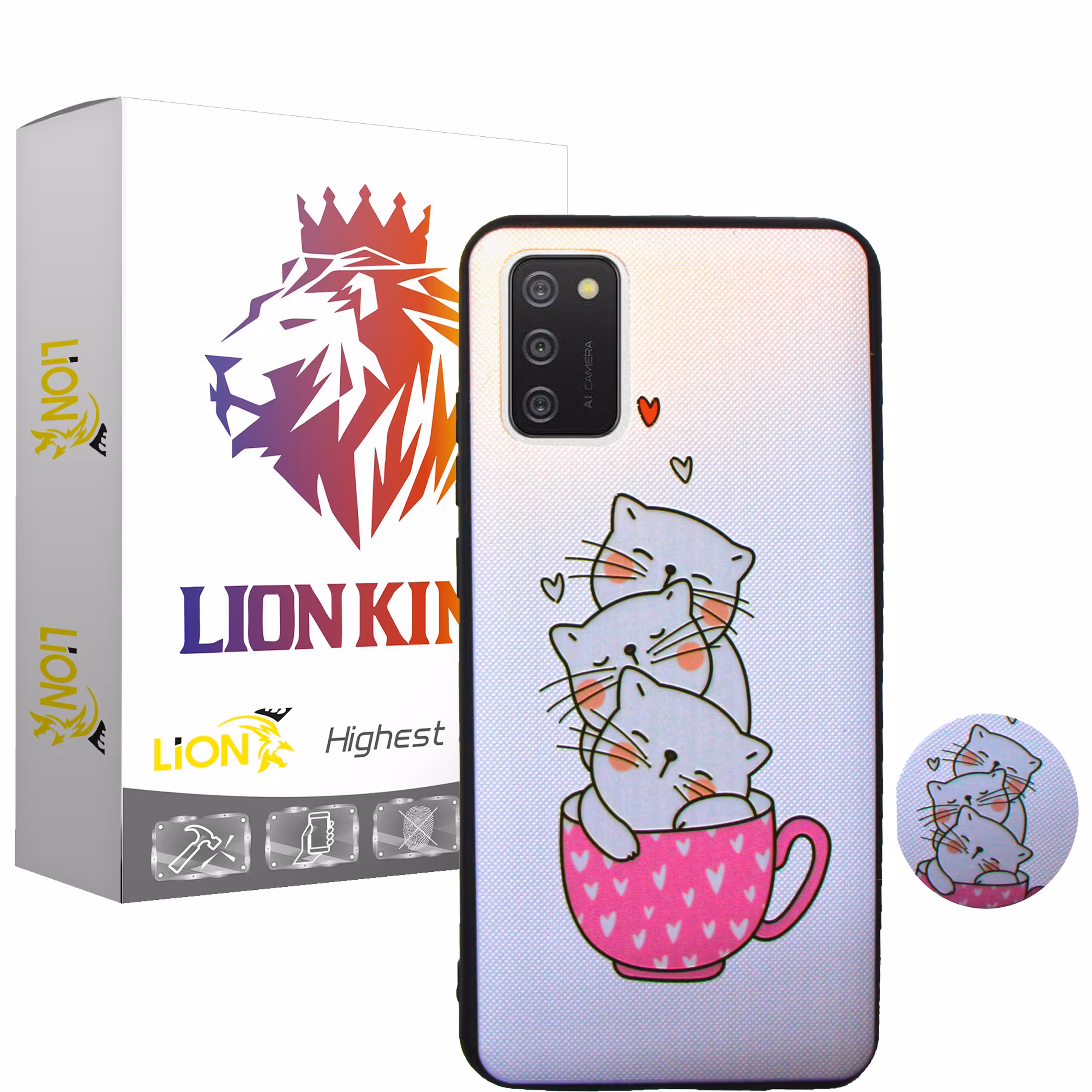کاور لاین کینگ مدل livan cat مناسب برای گوشی موبایل سامسونگ GALAXY A02S به همراه پایه نگهدارنده
