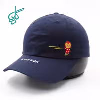خرید کلاه نقابدار بیسبالی كتان مينيمال گلدوزي IRONMAN سرمه ای کد 2816114 - ردگل