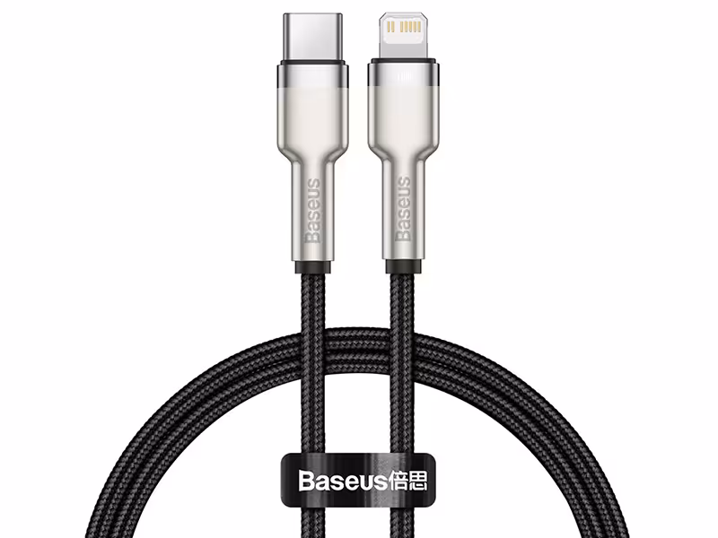 کابل پاوربانکی فست شارژ Type-C به Lightning بیسوس مدل Cafule Series Metal Data Cable 20W CATLJK-01 به طول 25 سانتی‌متر