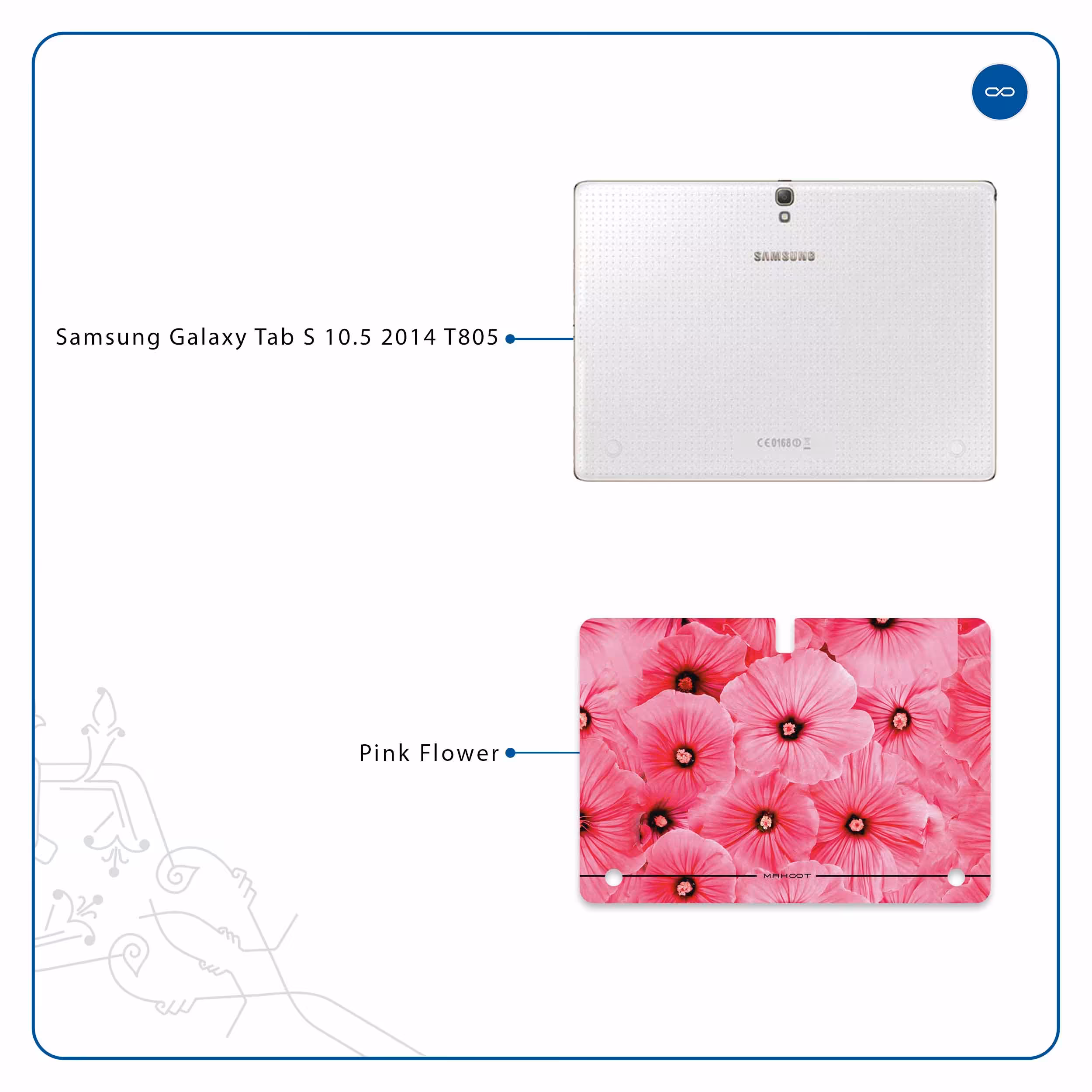 برچسب پوششی ماهوت مدل Pink-Flower مناسب برای تبلت سامسونگ Galaxy Tab S 10.5 2014 T805