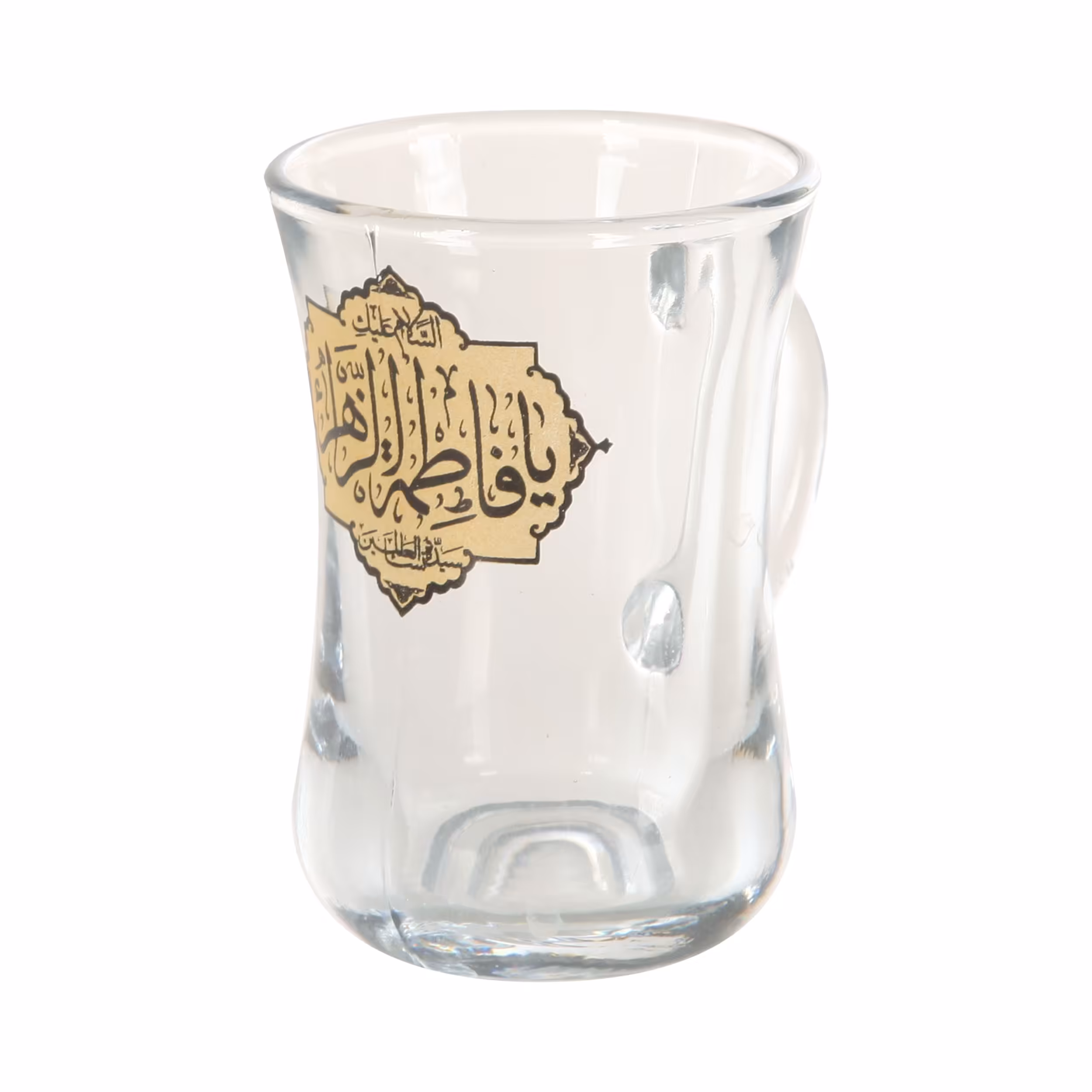 استکان مدل کمر باریک دسته دار طرح السلام علیک یا فاطمه الزهرا کد 1000756 بسته 6 عددی