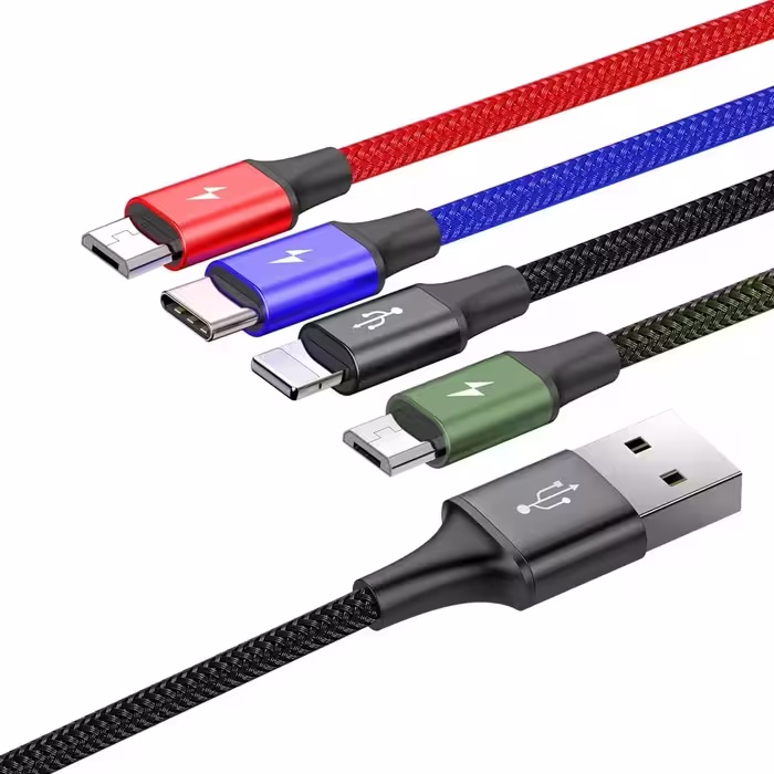 کابل تبدیل USB به لایتنینگ/ microUSB/ USB-C باسئوس مدل CA1T4-C01 طول 1.2 متر