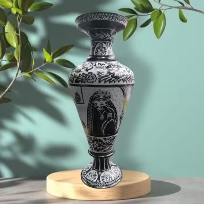 گلدان سنگی قلم خورده طرح خاتون سوغات اصیل مشهد مقدس            