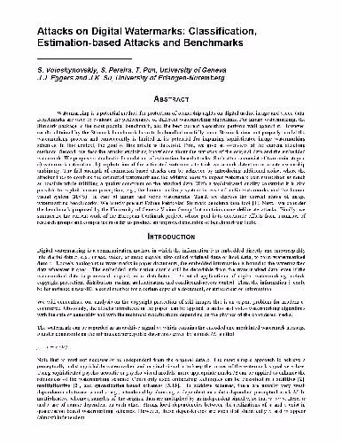 خرید و دانلود نسخه کامل کتاب Attacks on Digital Watermarks Classification, Estimation-based Attacks and Benchmarks