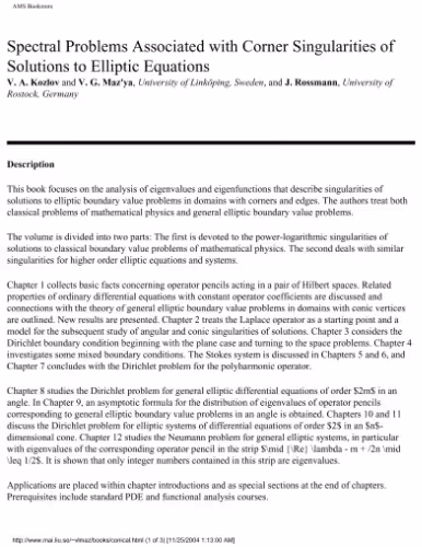 خرید و دانلود نسخه کامل کتاب Spectral Problems Associated with Corner Singularities of Solutions to Elliptic Equations