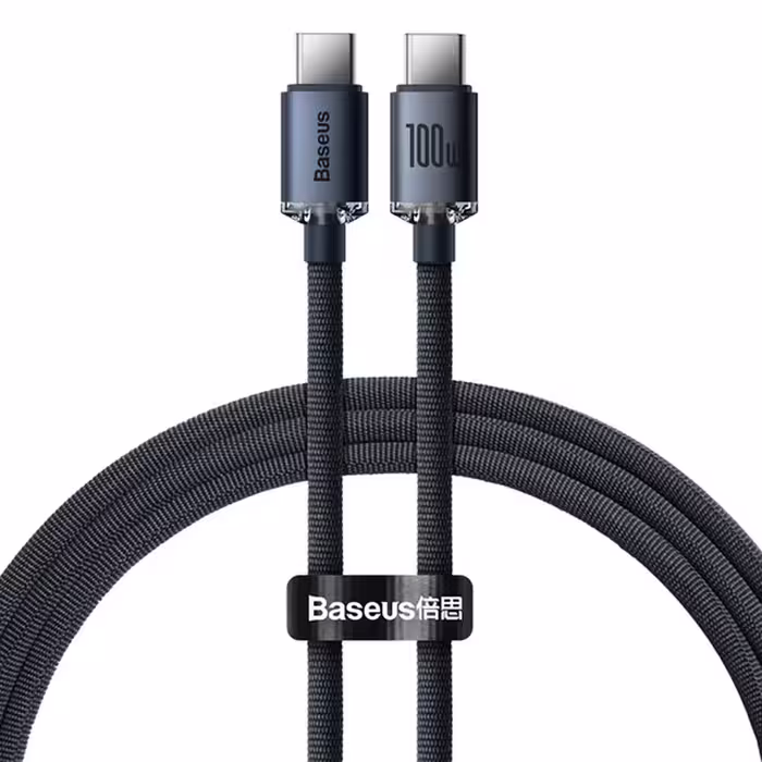 کابل شارژ USB-C به USB-C بیسوس مدل Crystal Shine CAJY000601 طول 1.2 متر توان 100 وات