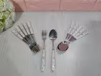 قاشق و چنگال دسته سرامیک گل ریز