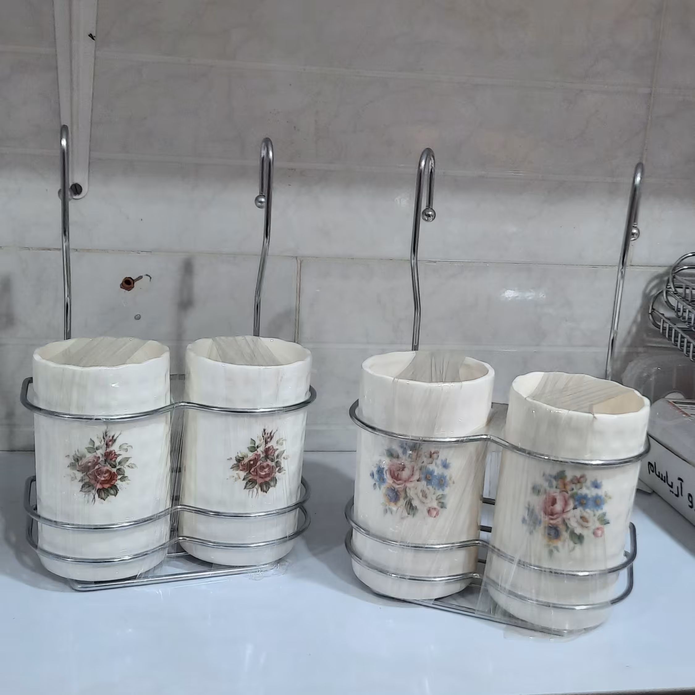 جاقاشقی دوقلو سرامیکی آویزدار  گلدار 