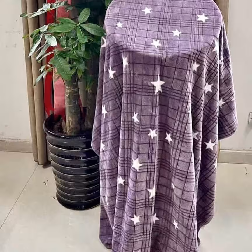 پتوی مسافرتی یکنفره طرح ستاره رنگ بنفش