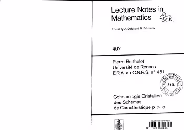 خرید و دانلود نسخه کامل کتاب Cohomologie cristalline des schemas de caracteristique p O