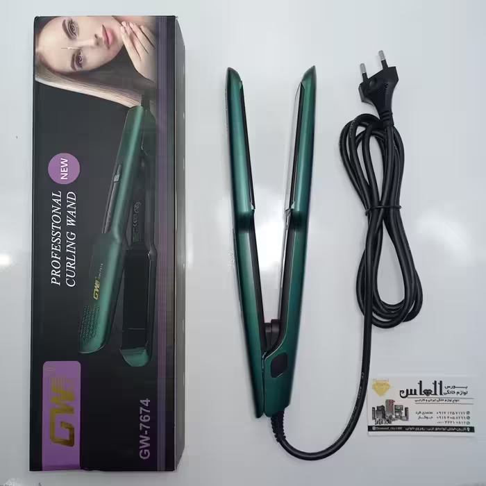 اتو مو حرفه ای وارداتی صاف GW با رنگ شکیل کله غازی و با قابلیت تنظیم درجه  از 160 تا 220 ، اتو مو حالت دهنده ، پس کرایه