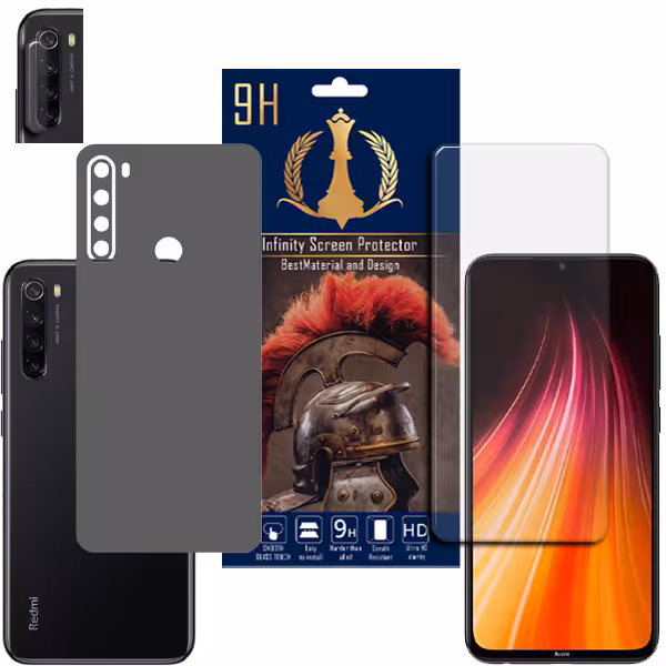 برچسب پوششی اینفینیتی مدل PRO MAX مناسب برای گوشی موبایل شیائومی REDMI NOTE 8 / REDMI NOTE 8T / REDMI NOTE 8 2021 به همراه محافظ صفحه نمایش و محافظ لنز دوربین