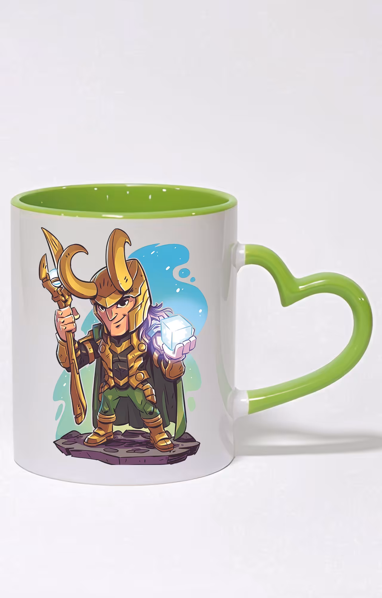 ماگ دسته قلبی رنگی طرح loki کد 3559