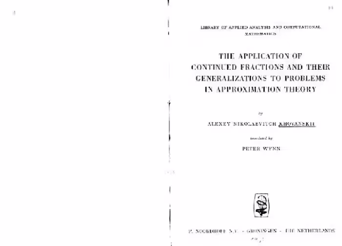 خرید و دانلود نسخه کامل کتاب The application of continued fractions