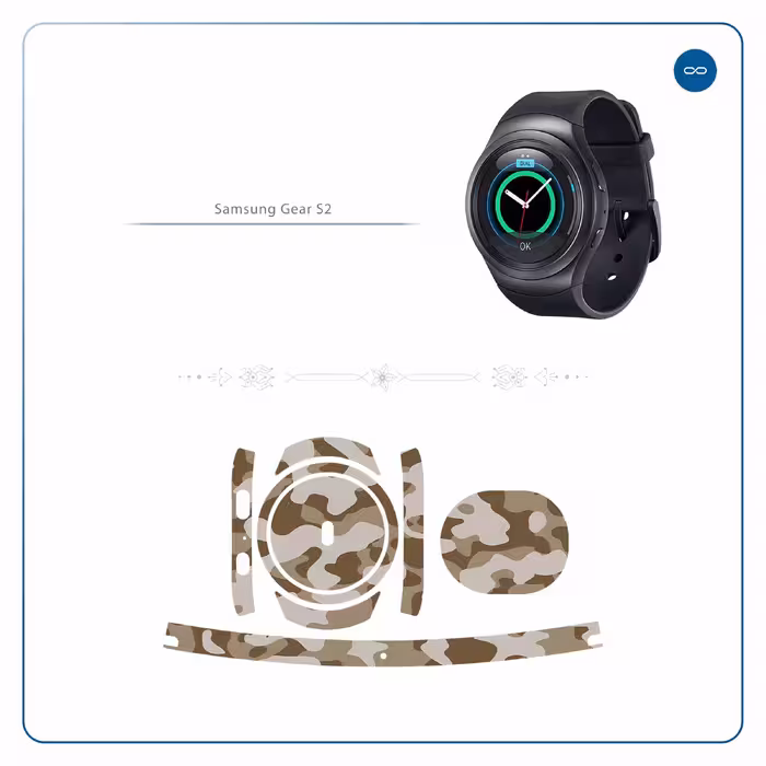 برچسب ماهوت طرح Army_Desert مناسب برای ساعت هوشمند سامسونگ Galaxy Gear S2