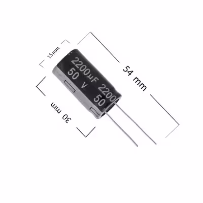 خازن الکترولیت 2200 میکرو فاراد کد 00019 بسته 2 عددی