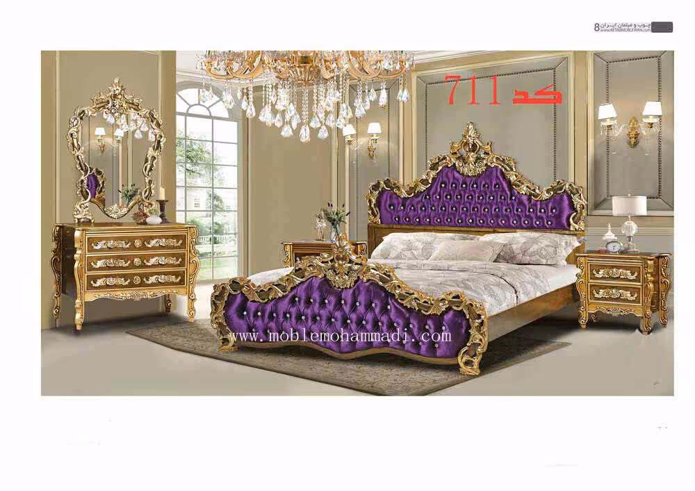 سرویس خواب کد 711چوب راش شامل تخت – دراور -قاب اینه – پاتختی