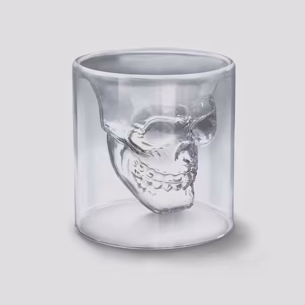 شات دوجداره شفاف طرح جمجمه