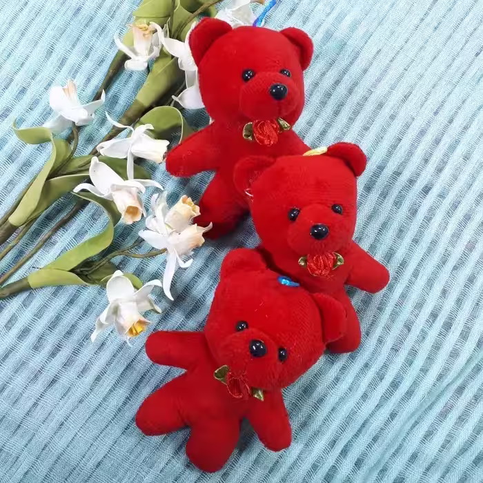 عروسک خرس قرمز  11 سانتی آویز  دار