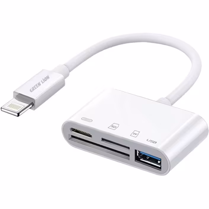 هاب لایتنینگ 4 پورت گرین لاین Green Lion 4in1 otg adapter