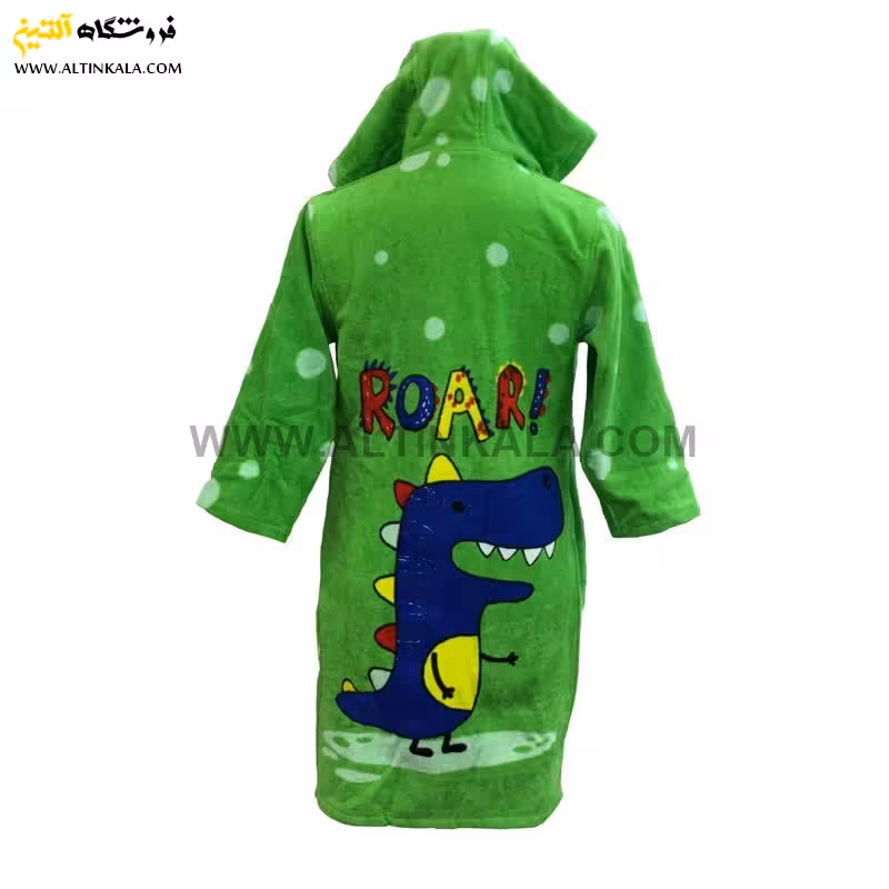 حوله پالتویی بچه گانه پودایران طرح دینو سبز سایز 90