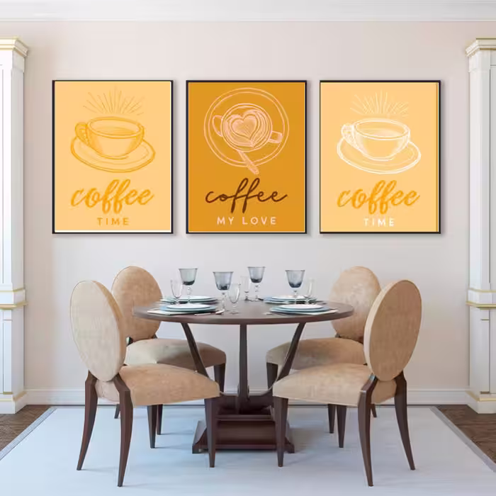 تابلو مدل آشپزخانه قهوه کد 14000503 مجموعه سه عددی
