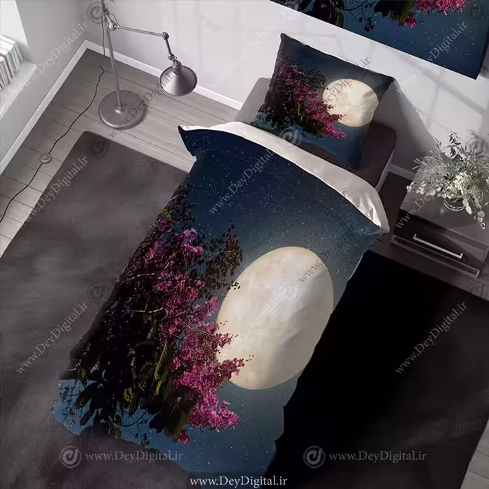 روتختی طرح ماه و ستاره و شکوفه های صورتی pk-3216