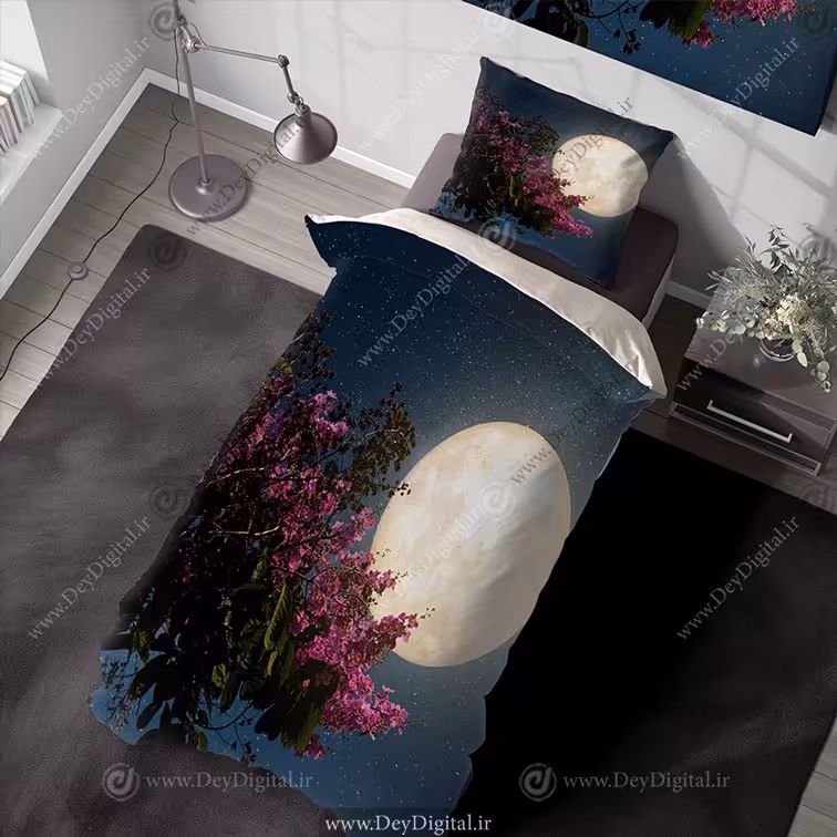 روتختی طرح ماه و ستاره و شکوفه های صورتی pk-3216
