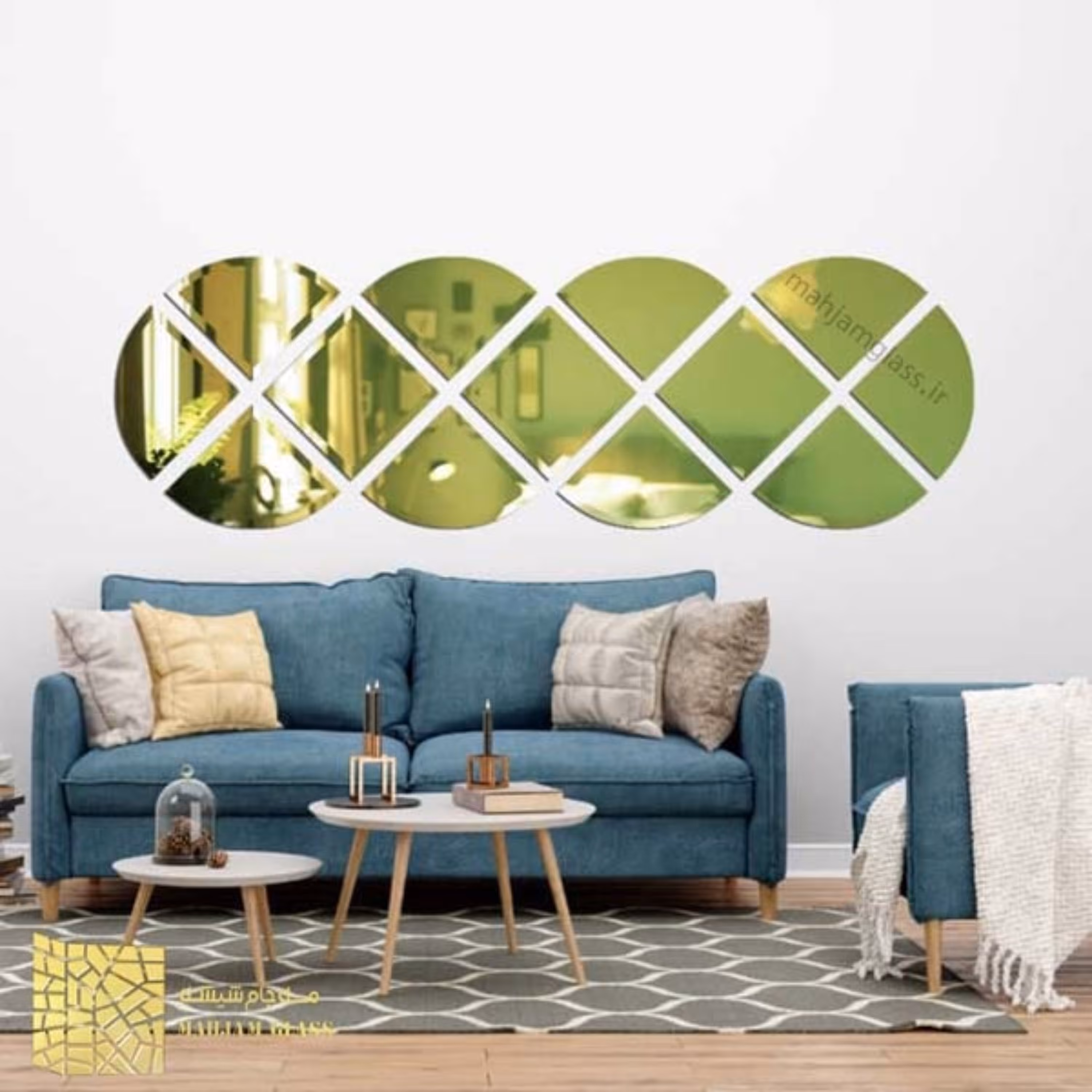 آینه آسان نصب طلایی مدل پیچک کد SQ0310