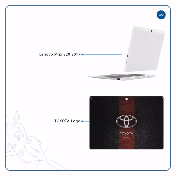 برچسب پوششی ماهوت مدل TOYOTA-Logo مناسب برای تبلت لنوو Miix 320 2017