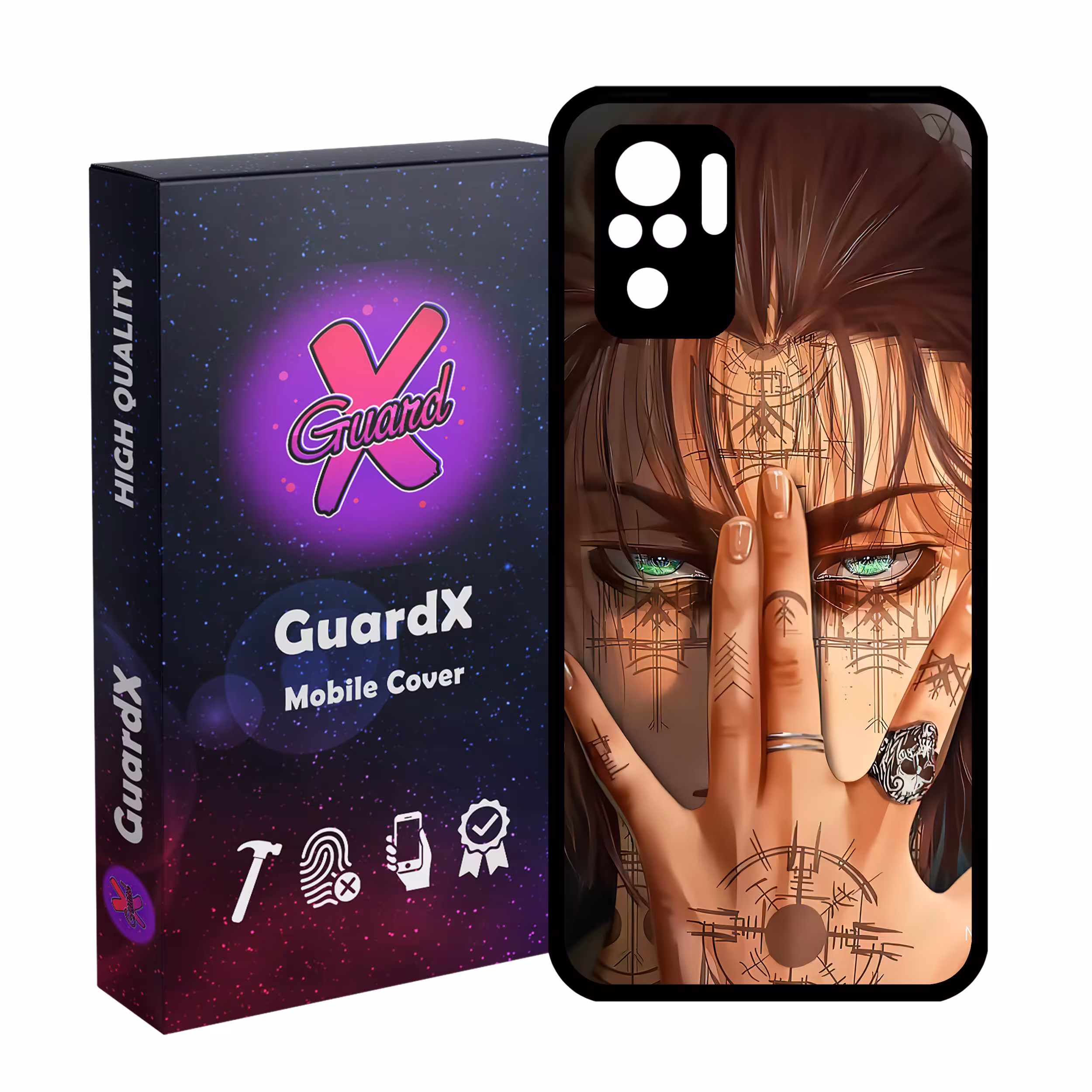 کاور گارد ایکس طرح Eren Anime مدل Glass10449 مناسب برای گوشی موبایل شیائومی Redmi Note 10 4G/Redmi Note 10S