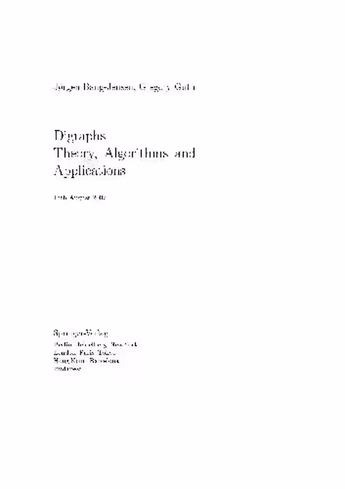 خرید و دانلود نسخه کامل کتاب Digraphs: Theory Algorithms and Applications