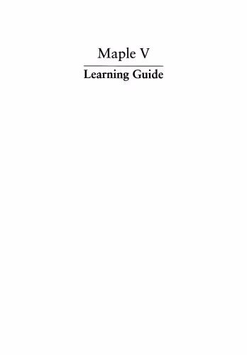 خرید و دانلود نسخه کامل کتاب Maple V: Learning Guide
