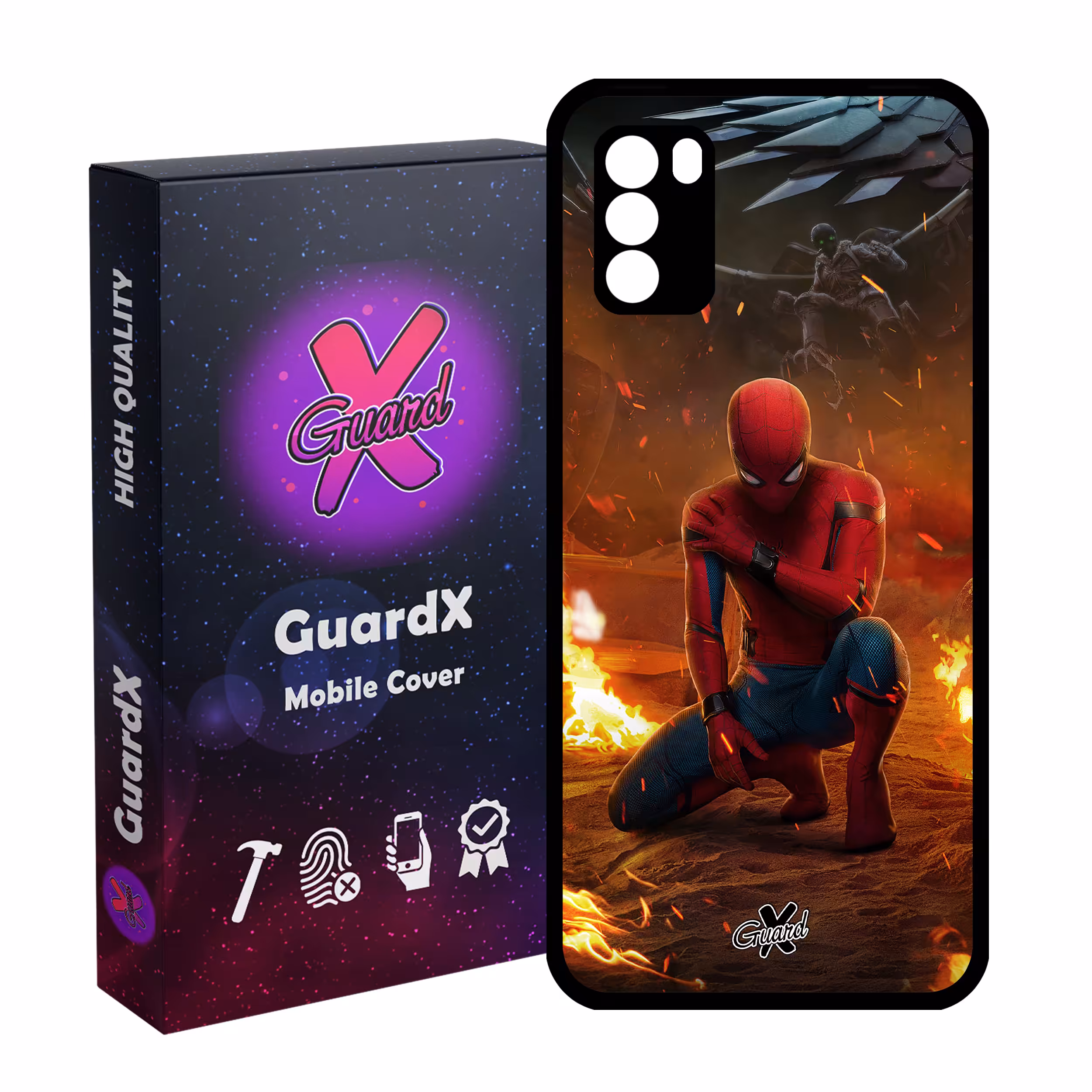 کاور گارد ایکس طرح Spider Man مدل Glass10098 مناسب برای گوشی موبایل شیائومی Poco M3