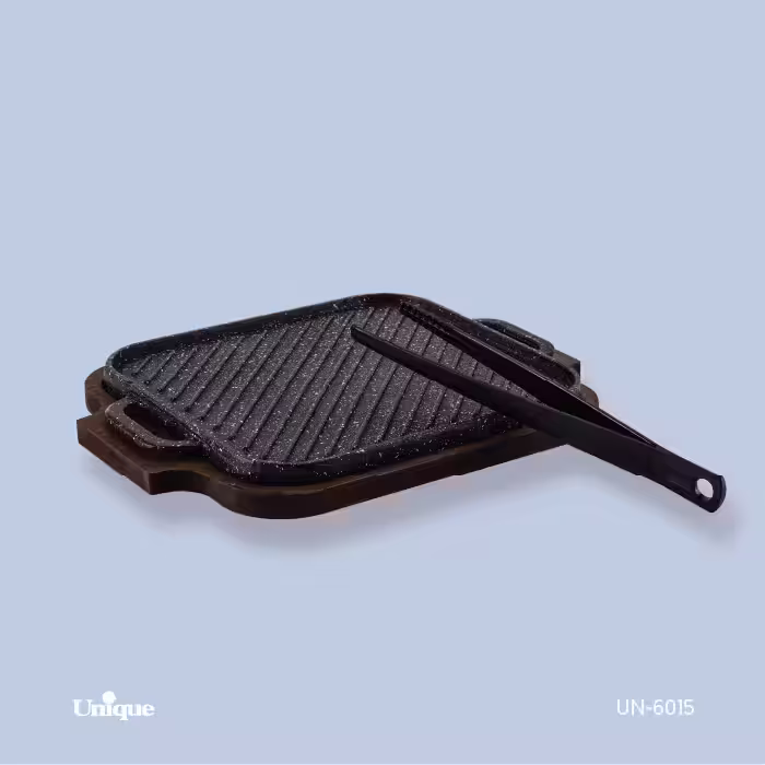 تابه گریل چدن مربع با چوب و انبر یونیک کد محصول: UN-6015