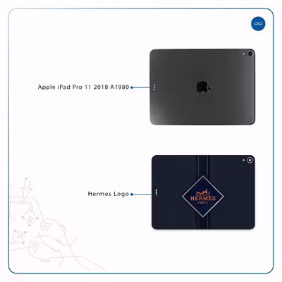 برچسب پوششی ماهوت مدل Hermes-Logo مناسب برای تبلت اپل iPad Pro 11 2018 A1980