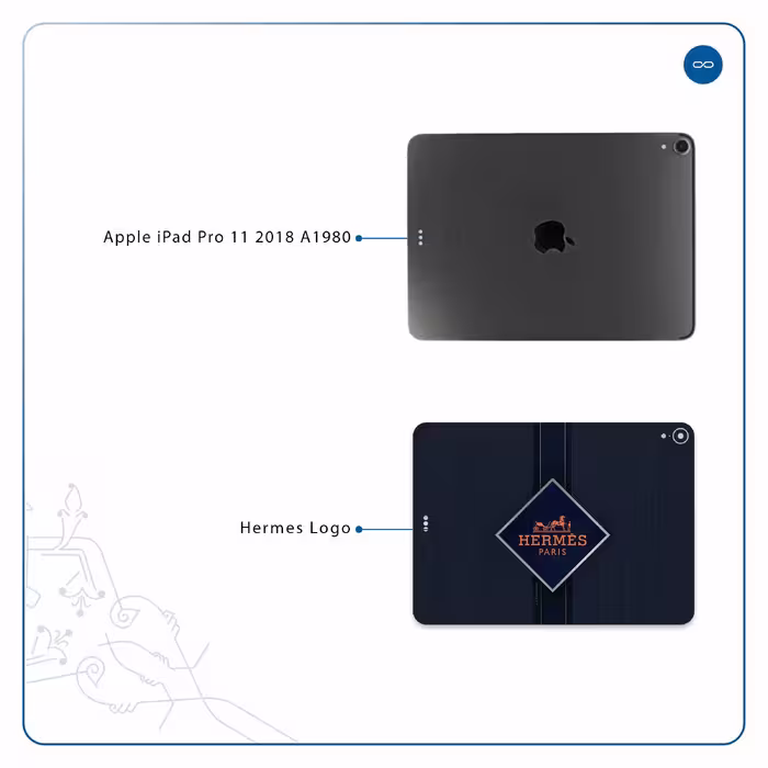 برچسب پوششی ماهوت مدل Hermes-Logo مناسب برای تبلت اپل iPad Pro 11 2018 A1980