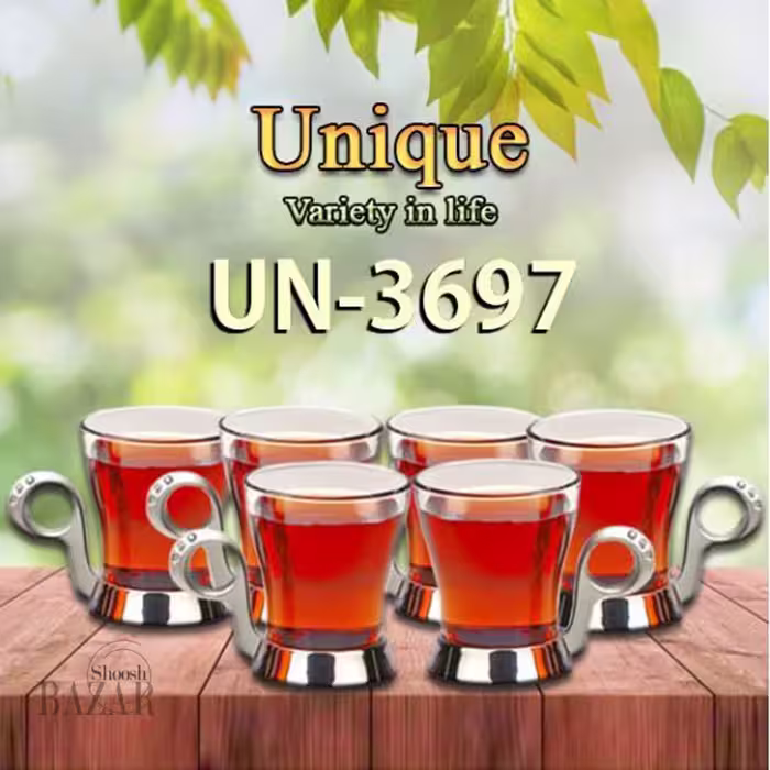 فنجان پایه فلزی نگین دار نقره ای یونیک کد 3697