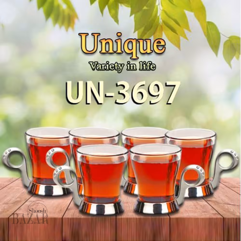فنجان پایه فلزی نگین دار نقره ای یونیک کد 3697