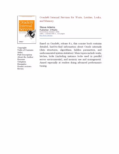 خرید و دانلود نسخه کامل کتاب Oracle8i internal services for waits, latches, locks and memory