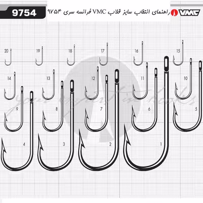 قلاب ماهیگیری وی ام سی کد 9754 سایز TI 17 بسته 10 عددی