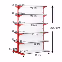 قفسه سوپری دو طرفه 6 طبقه 95x20 ارتفاع 200 - قفسه‌بندی وکیلی