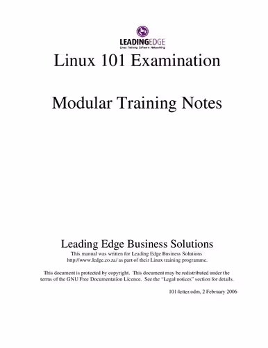 خرید و دانلود نسخه کامل کتاب Linux 101 Examination: Modular Training Notes
