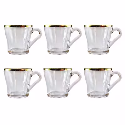 فنجان پاشاباغچه مدل لب طلایی کروم کد 55233 بسته شش عددی