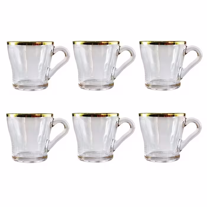 فنجان پاشاباغچه مدل لب طلایی کروم کد 55233 بسته شش عددی