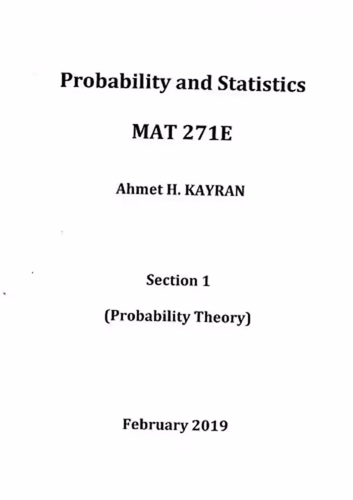 خرید و دانلود نسخه کامل کتاب MAT 271E - Probability and Statistics Notes