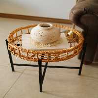میزعسلی حصیری پایه مشکی