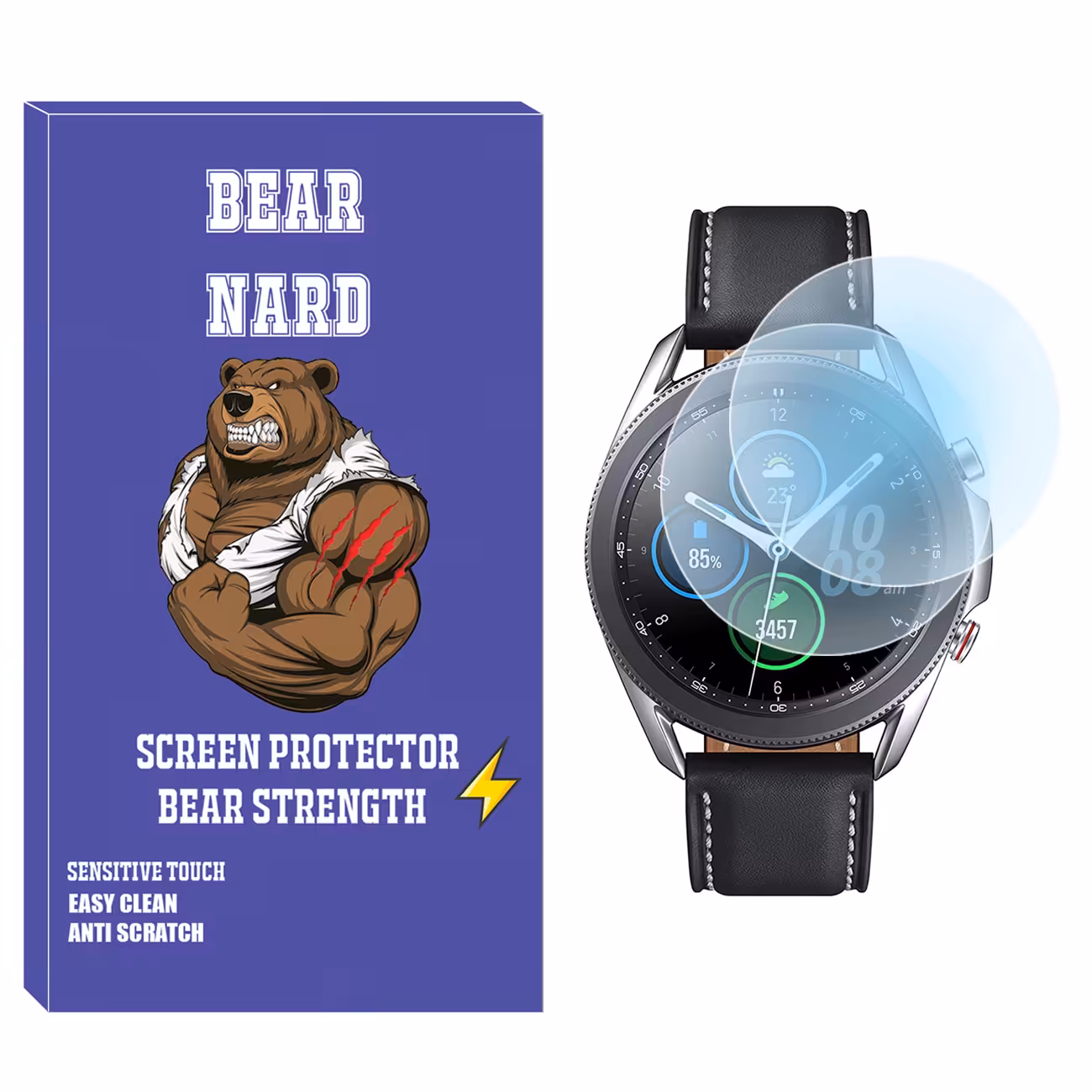 محافظ صفحه نمایش شیشه‌ای برنارد مدل SH-BR مناسب برای ساعت هوشمند سامسونگ Galaxy Watch 3 45mm بسته دو عددی