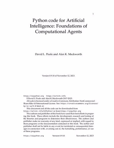 خرید و دانلود نسخه کامل کتاب Python code for Artificial Intelligence: Foundations of Computational Agents