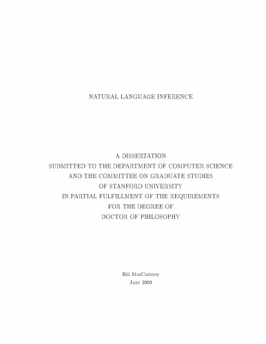 خرید و دانلود نسخه کامل کتاب Natural Language Inference - Thesis